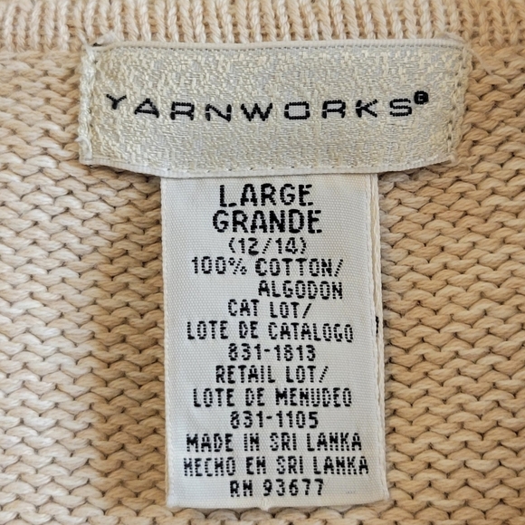 Yarnworks Cream Heathered Zip-Up Cardigan Sweater Size L - Picture 6 of 8